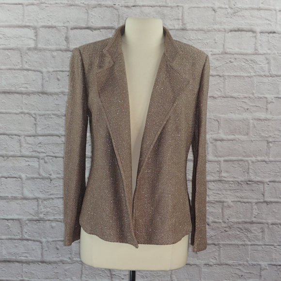 St John Knit Metallic Open Front Jacket 10 - Picture 1 of 9